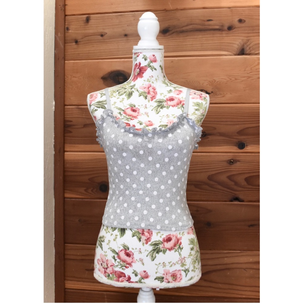 F21 Polka Dot Ruffle Hem Crop Cami